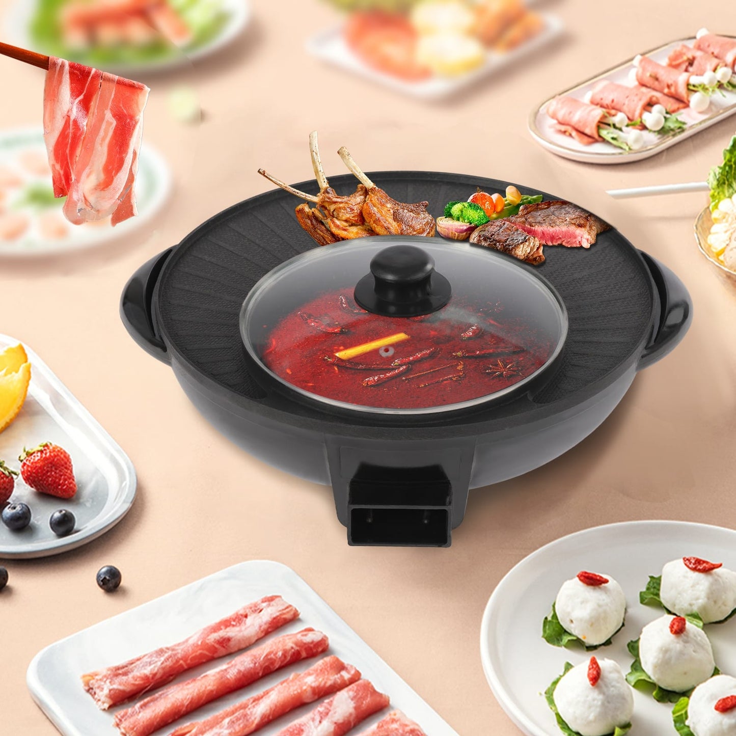Electric BBQ Grill & Hot Pot (2 in 1)