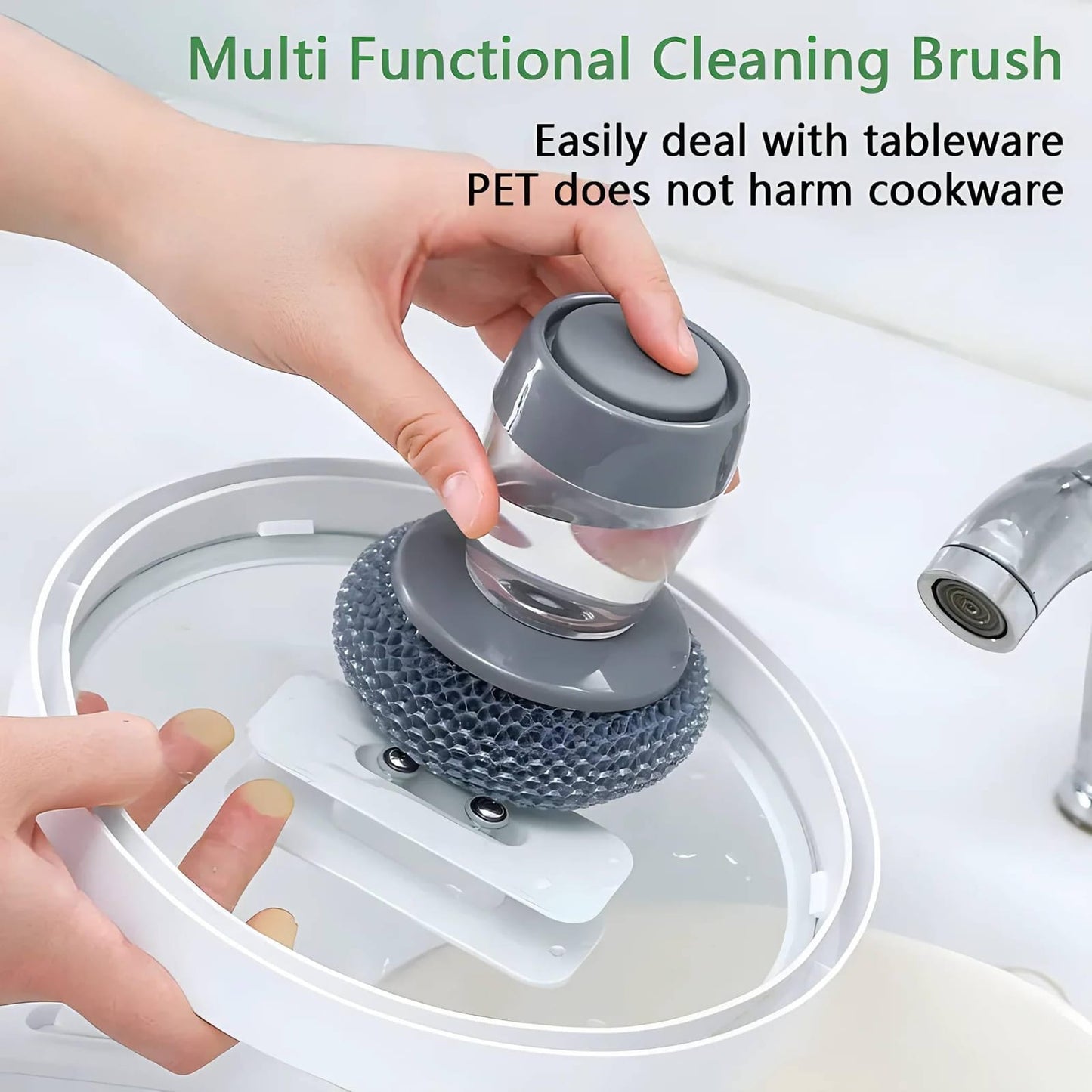 Magic Kitchen & Bathroom cleaning scrubber with soap dispenser