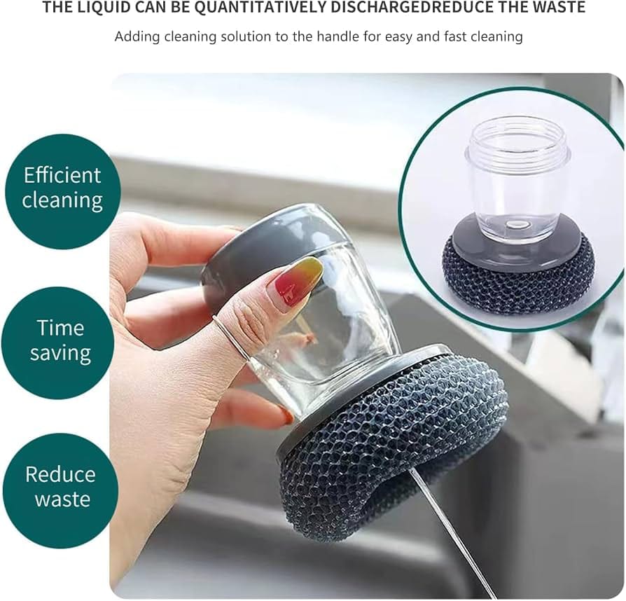 Magic Kitchen & Bathroom cleaning scrubber with soap dispenser