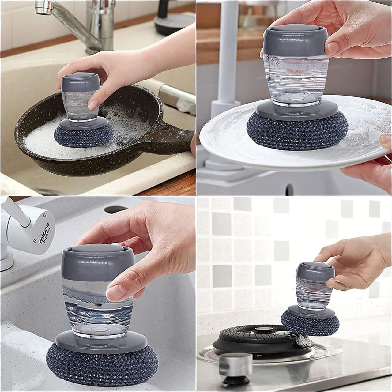 Magic Kitchen & Bathroom cleaning scrubber with soap dispenser