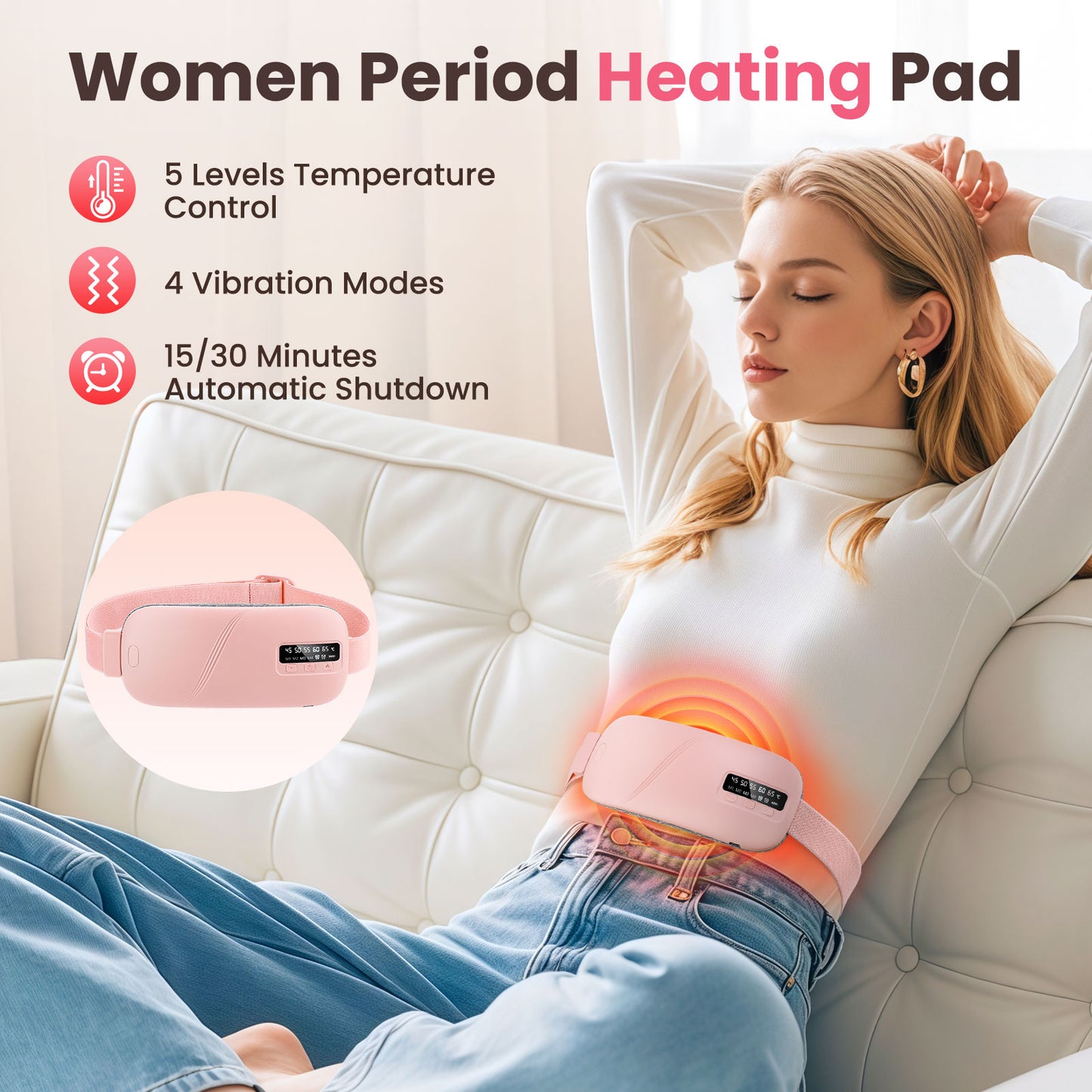 Smart Period Relief Belt | Rechargeable Heat & Massage Therapy