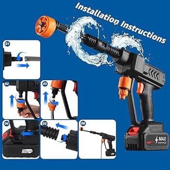 Portable Pressure Washer Gun with Rechargeable Battery