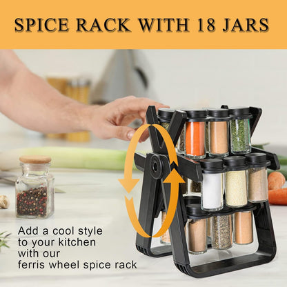 Spice Rack Organizer With 18 Spice Jars